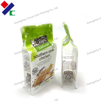 Square Flat Box Bottom Biodegradable Packaging Bags Zipper Eight Side Sealed
