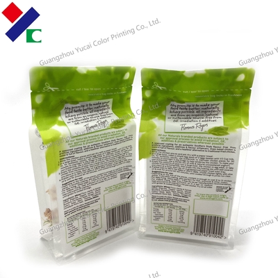 Square Flat Box Bottom Biodegradable Packaging Bags Zipper Eight Side Sealed